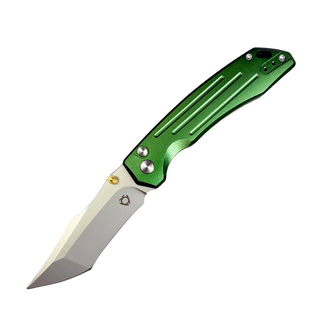 Image of SIXLEAF SL-82 FOLDING KNIFE 3.54" 14C28N BEAD BLAST BLADE GREEN ALUMINUM HANDLE EDC