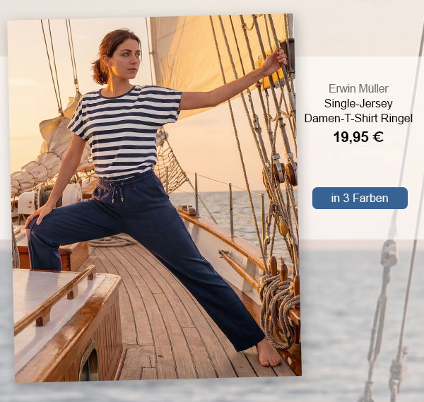 Erwin Müller Single-Jersey Damen-T-Shirt Ringel 19,95€! In 3 Farben.