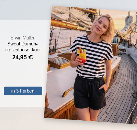 Erwin Müller Sweat Damen-Freizeithose, kurz 24,95€! In 3 Farben.