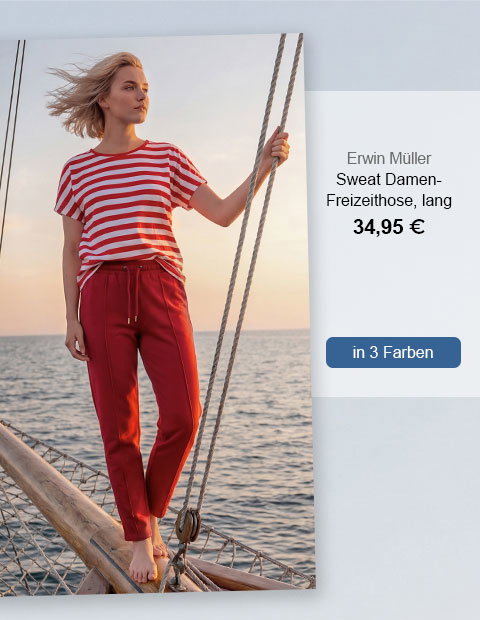 Erwin Müller Sweat Damen-Freizeithose, lang 34,95€! In 3 Farben.