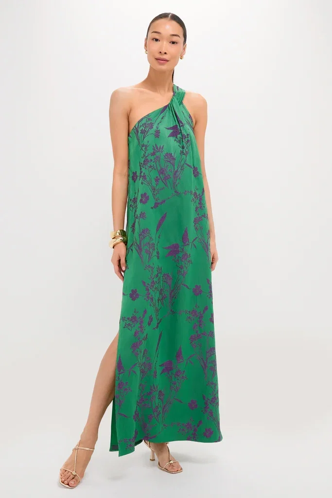 Image of Emerald Jacquard Soleil Gown