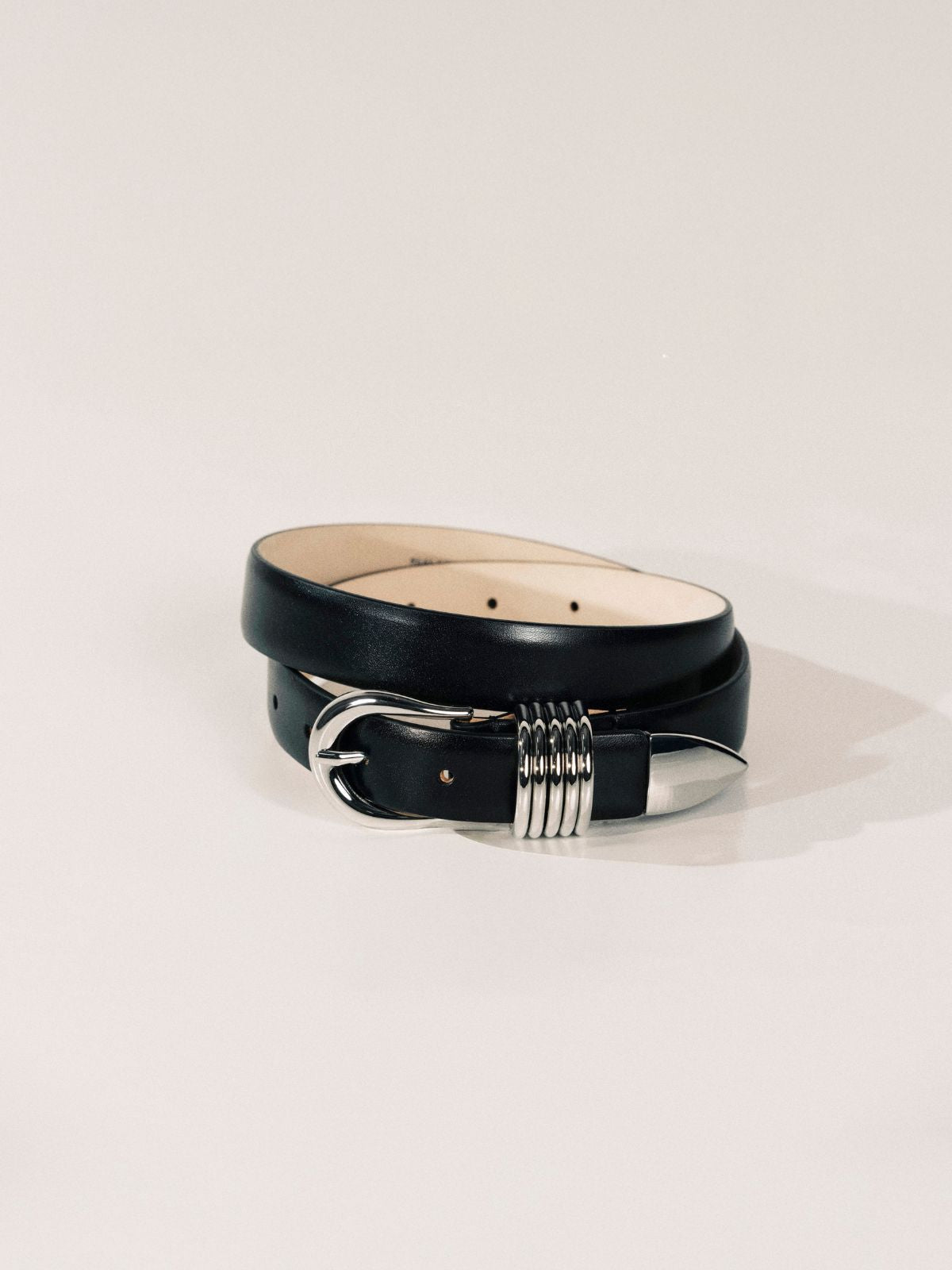 Hollyhock Leather Belt- Black & Silver DEHANCHE  Regular price£295.00