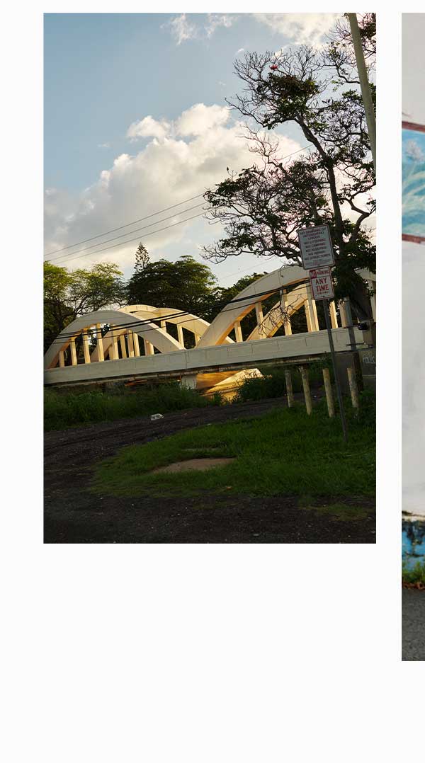 Bridge in Hawaii at sunset