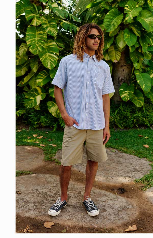 Male model in the Ezra Shirt