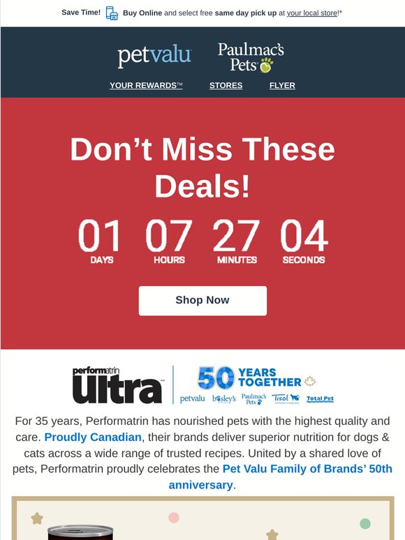 🐾 Last Call! Save $10 on select dog & cat food