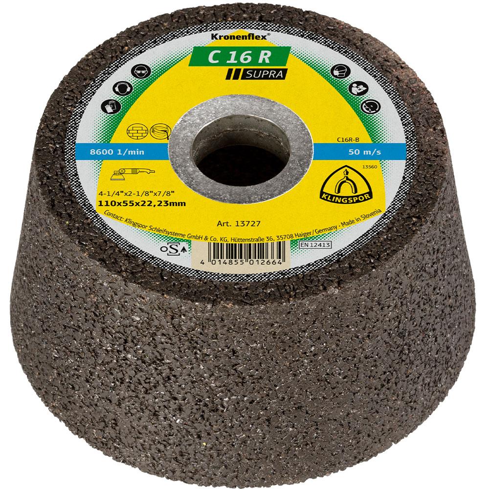 Schleiftopf C 16 R Supra - Ø 110 mm - Höhe 55 mm - Körnung sehr grob - Bohrung 22,23 mm - VE 6 Stück - Preis per VE