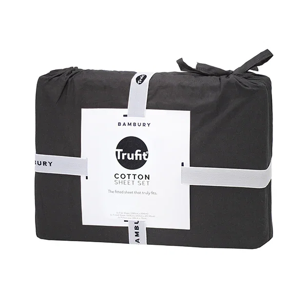 Bambury Tru Fit Sheet Set Charcoal