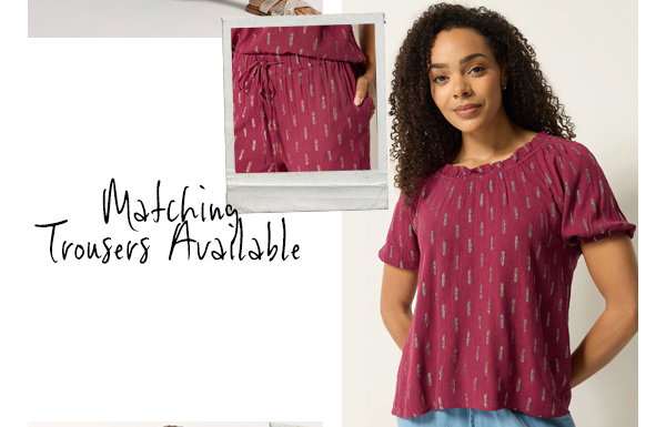 M&Co Berry Red Foil Detail Blouse
