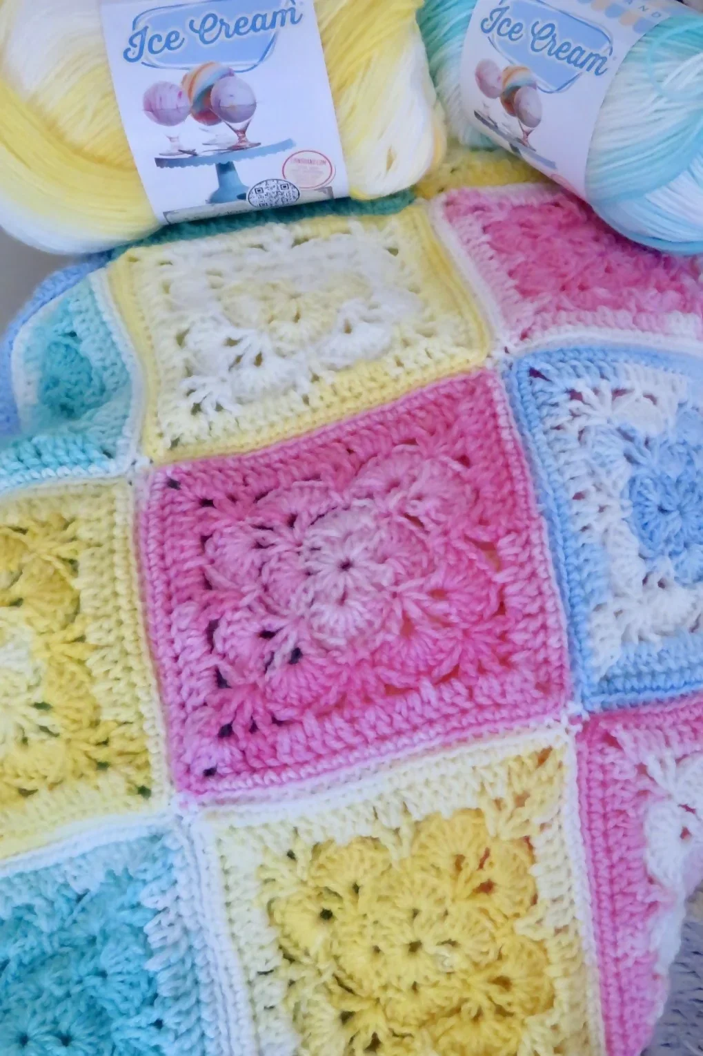 Image of Pastel Granny Square Baby Blanket – Shell Stitch (Crochet)