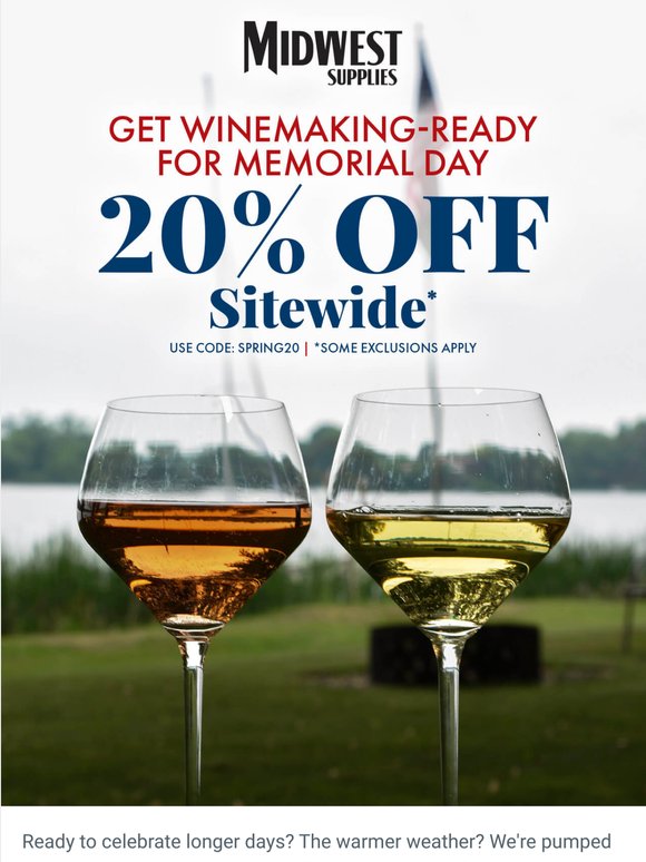 20% Off to Celebrate Longer Days & Warmer Weather