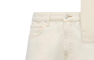 An image of a light cream colored denim short