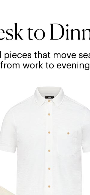 An image of a white button up short sleeve shirt