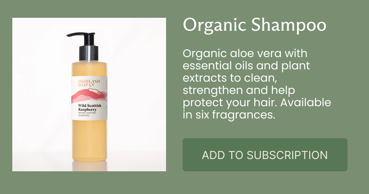 Organic Shampoo Organic aloe vera with essential oils and plant extracts to clean, strengthen and help protect your hair. Available in six fragrances. [ADD TO SUBSCRIPTION]