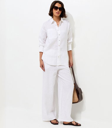 White Linen Oversized Long Sleeve Shirt