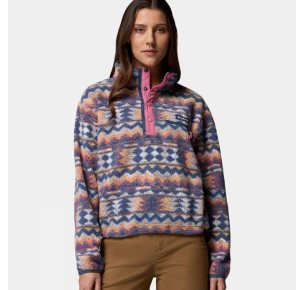 Womens Helvetia II Cropped Sherpa Half Snap Printed Fleece