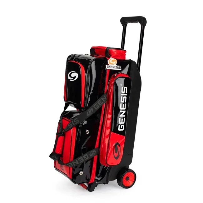 Image of Genesis Sleek Gloss 3 Ball Triple Roller Black Red Bowling Bag