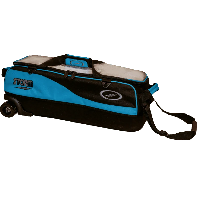 Image of Storm 3 Ball Travel Tote Pro Black Blue Bowling Bag