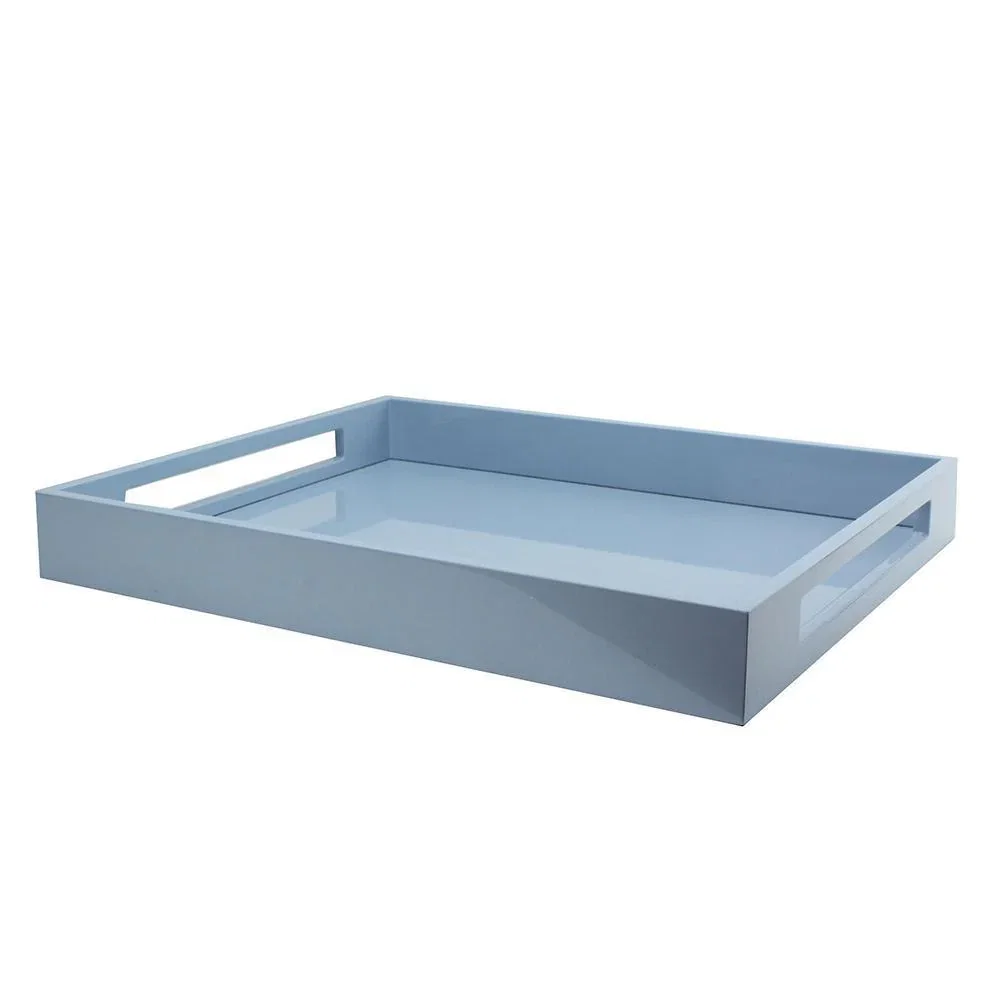 Image of Pale Denim Blue Medium Lacquered Serving Tray
