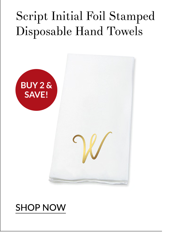 Script Initial Foil Stamped Disposable Hand Towels
