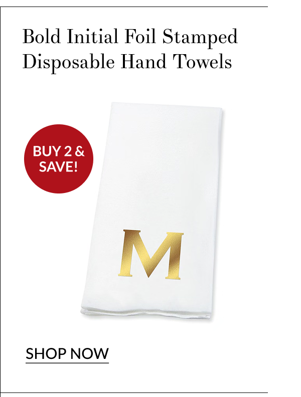 Bold Initial Foil Stamped Disposable Hand Towels