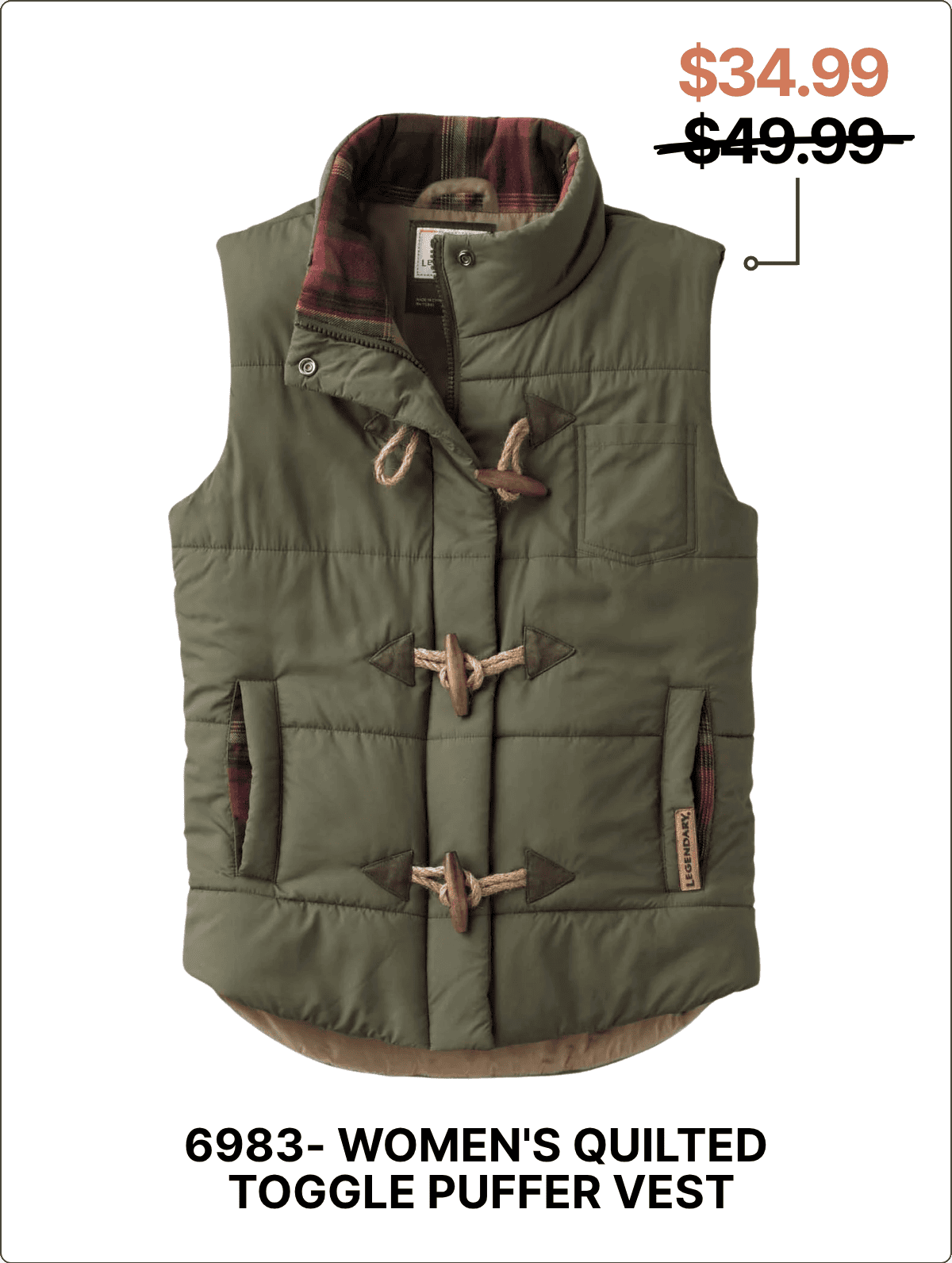 Women's Quilted Toggle Puffer Vest