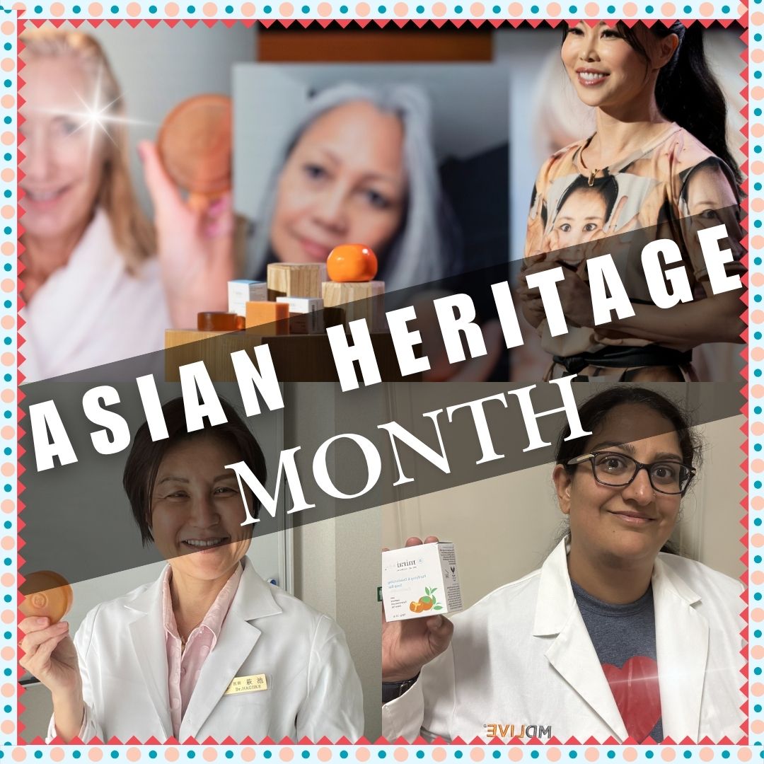 Collage of four women celebrating Asian American Heritage Month. The text "ASIAN HERITAGE MONTH" is overlaid on the image. (square)