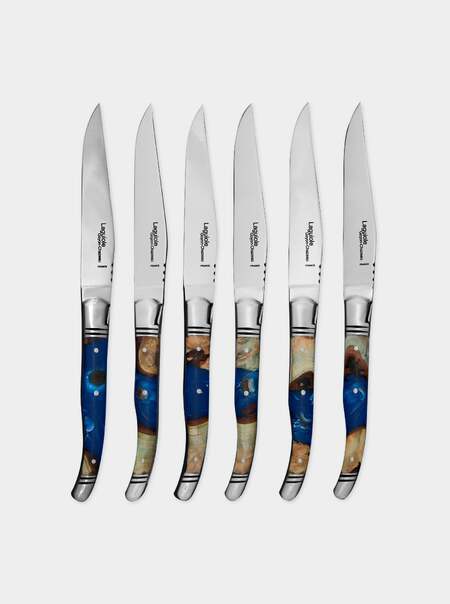 Laguiole Pressed Flowers Resin Steak Knives (Set of 6 Pieces)