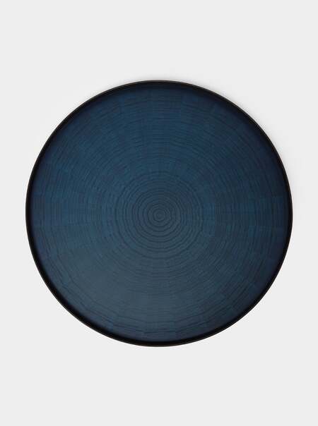 Rays Indigo-Dyed Wood Round Tray (17.5in/44cm)