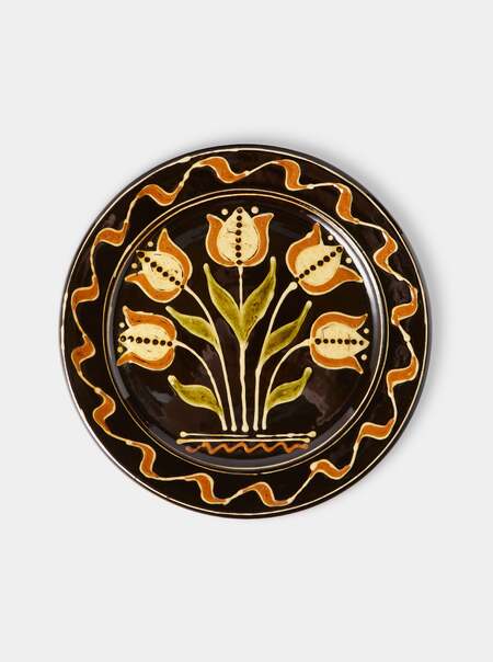 Tulips Slipware Dinner Plate (10.2in/26cm)