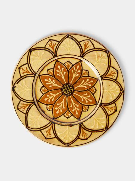 Dahlias Slipware Serving Plate (13.4in/34cm)