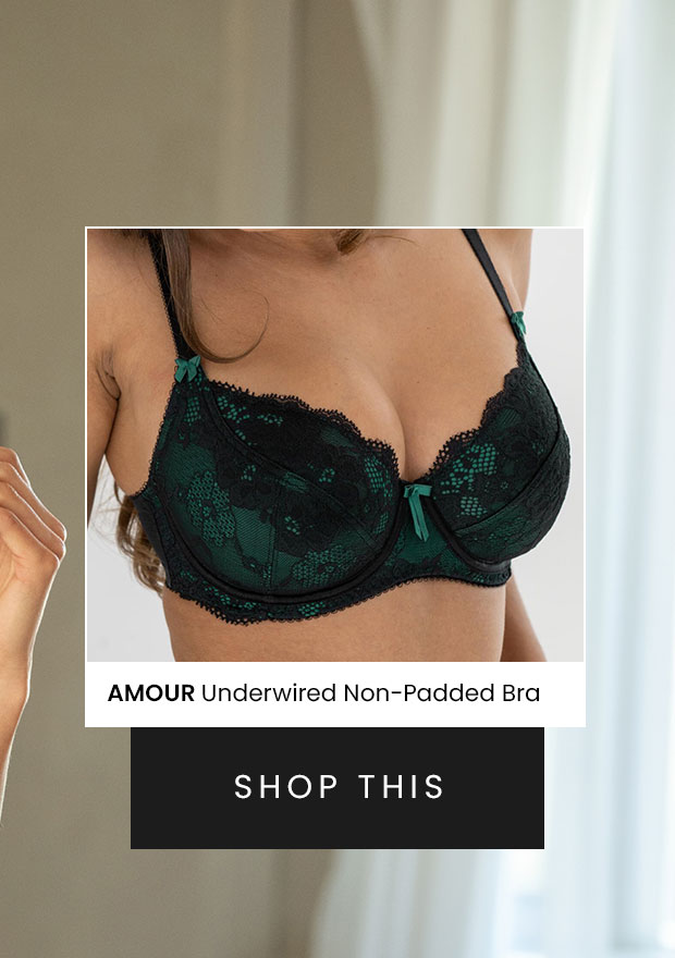 Amour Underwired Non-Padded Bra D-H - Black/Forest