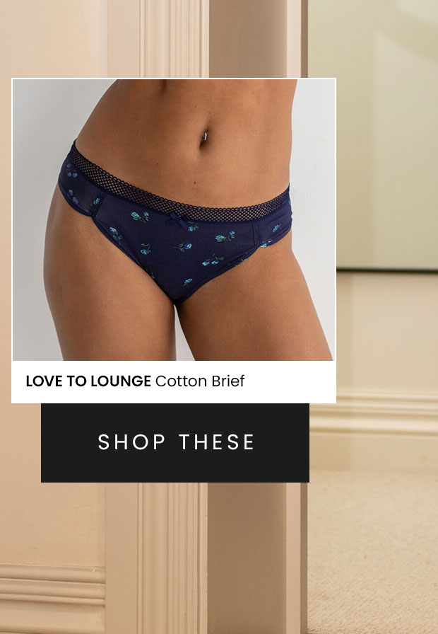 Love To Lounge Cotton Brief - Navy/Blue Floral