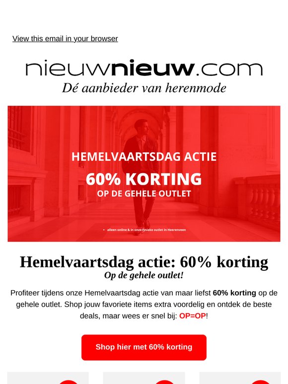 HEMELVAARTSDAG ACTIE: -60% op de gehele OUTLET! 💥