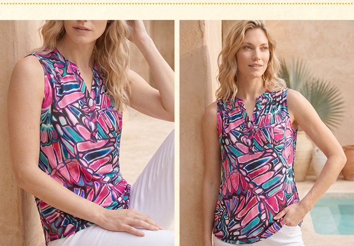 Pink Floral Print Stretch Vest Top