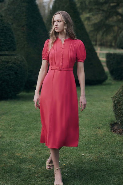 Francis Timeless Pintuck Crepe Midi Dress