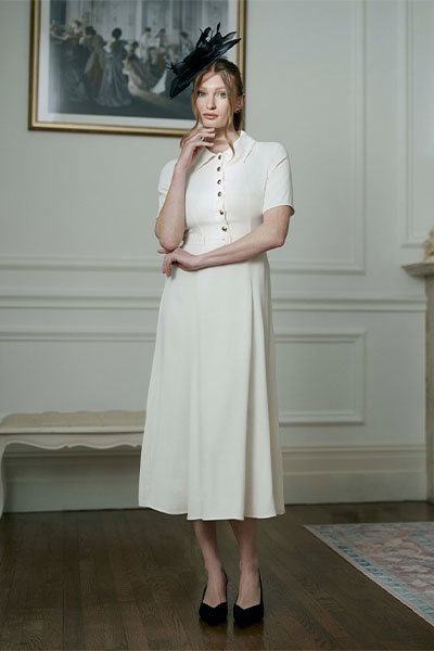 Amanda Collared Crepe Midi Dress