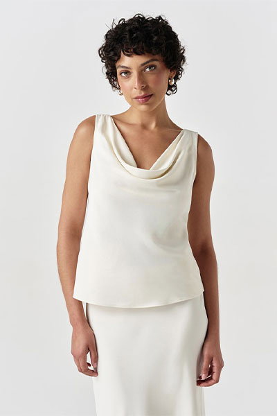 Nyla Cowl Neck Satin Top
