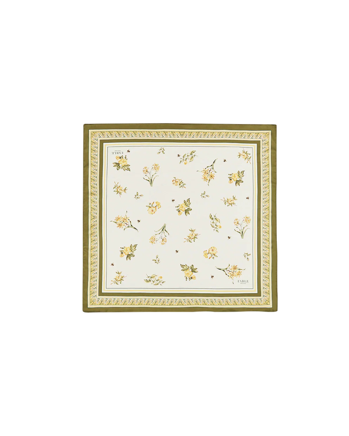Image of Yellow Nouveau Floral Square Scarf