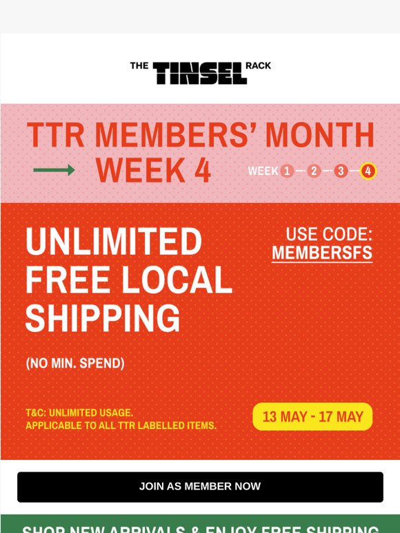 Enjoy FREE LOCAL SHIPPING with no minimum spend! 📮