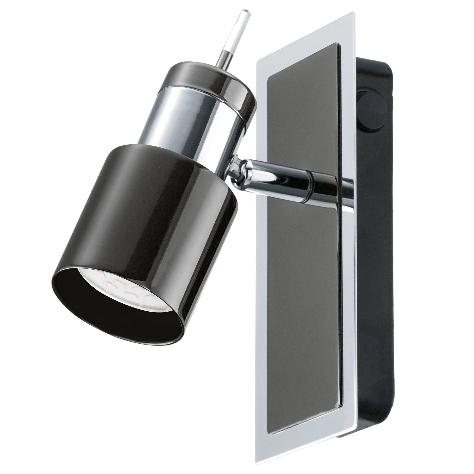 1 Light + Switch Eglo Davida 1 Black + Chrome Adjustable LED GU10 Spotlight - Cool White