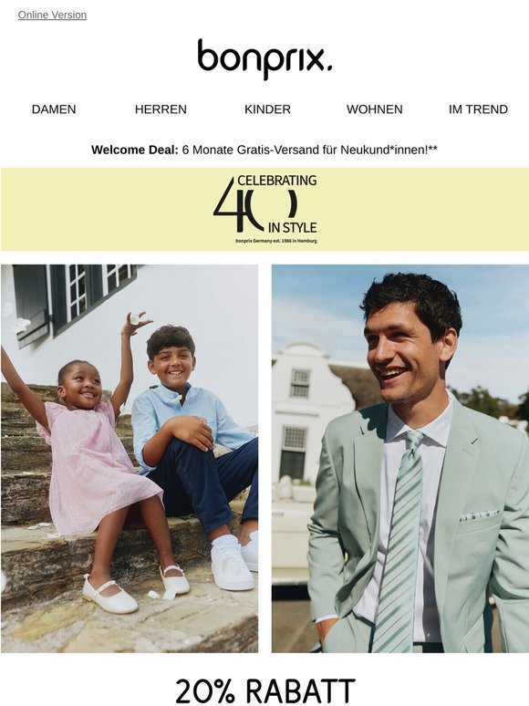 -20% auf Herren- und Kindermode 🌞