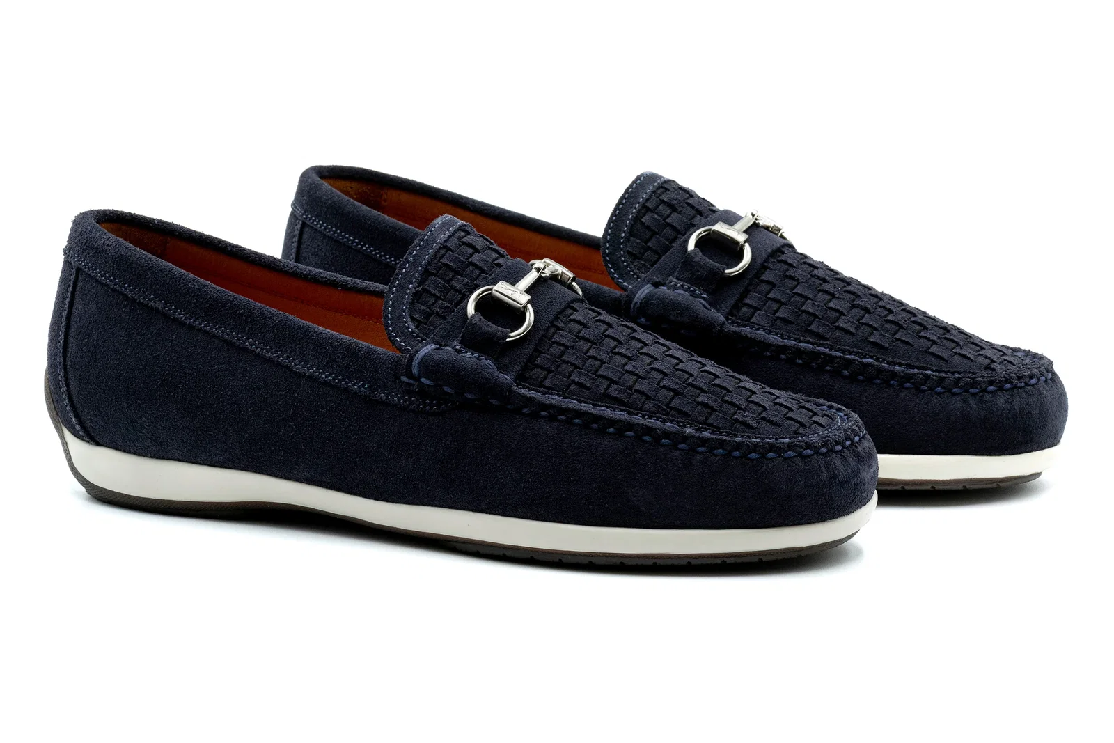 Image of Seaside Suede Horse Bit Loafer - Navy