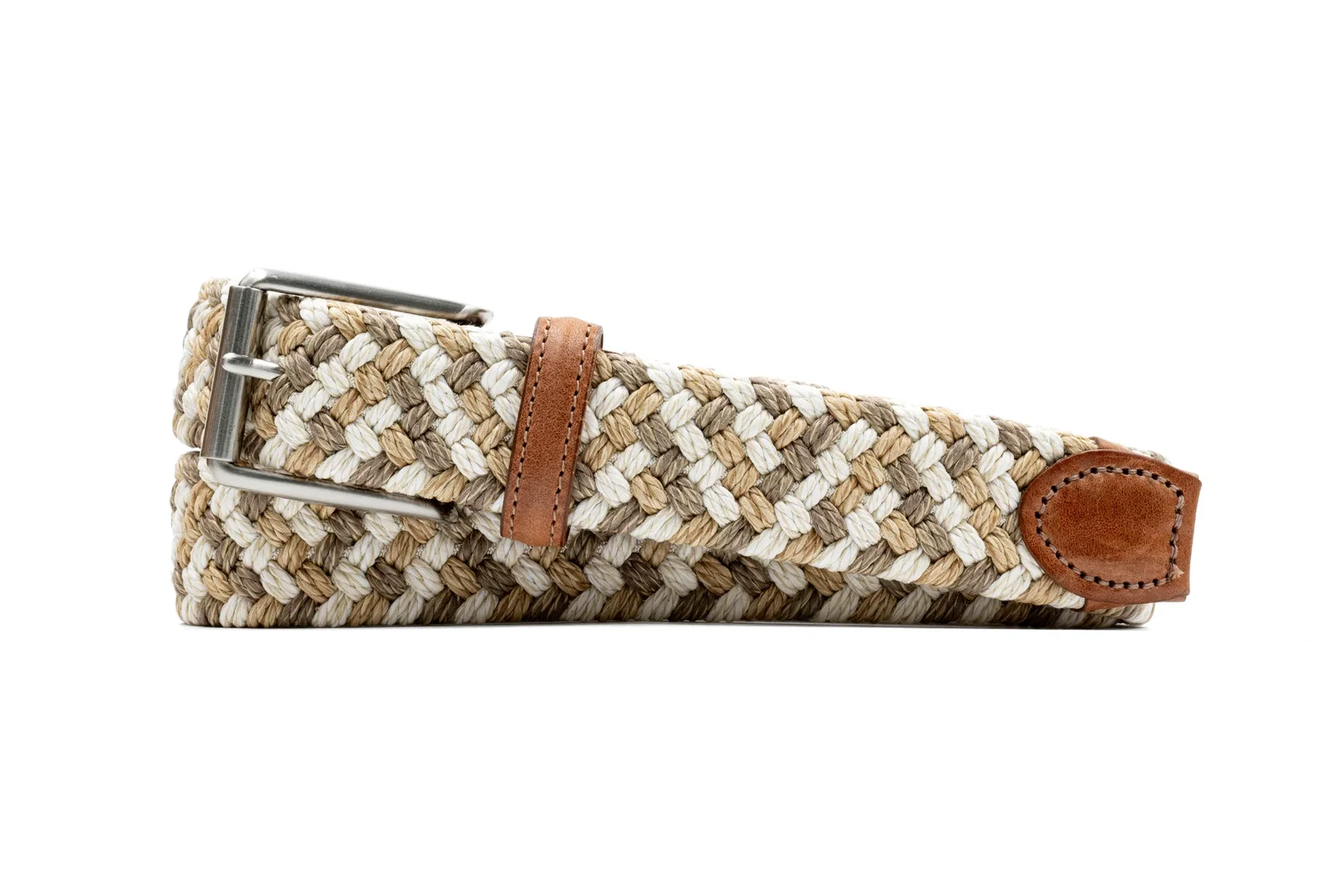 Image of Como Braided Italian Linen and Elastic Belt - Coconut