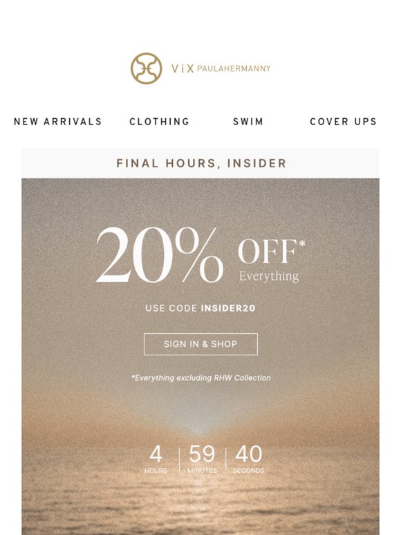 Final Hours: 20% Off Almost Everything