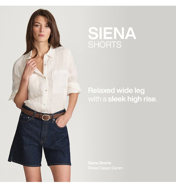 Siena Shorts: Relaxed wide leg with a sleek high rise.