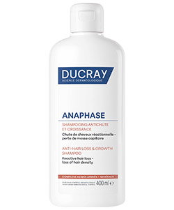 Ducray Anaphase anti-hair-loss and growth shampoo 400ml white bottle with blue label for thinning hair