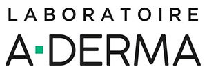 Laboratoire A-DERMA logo — black text with green square dot, representing French dermatological skincare brand