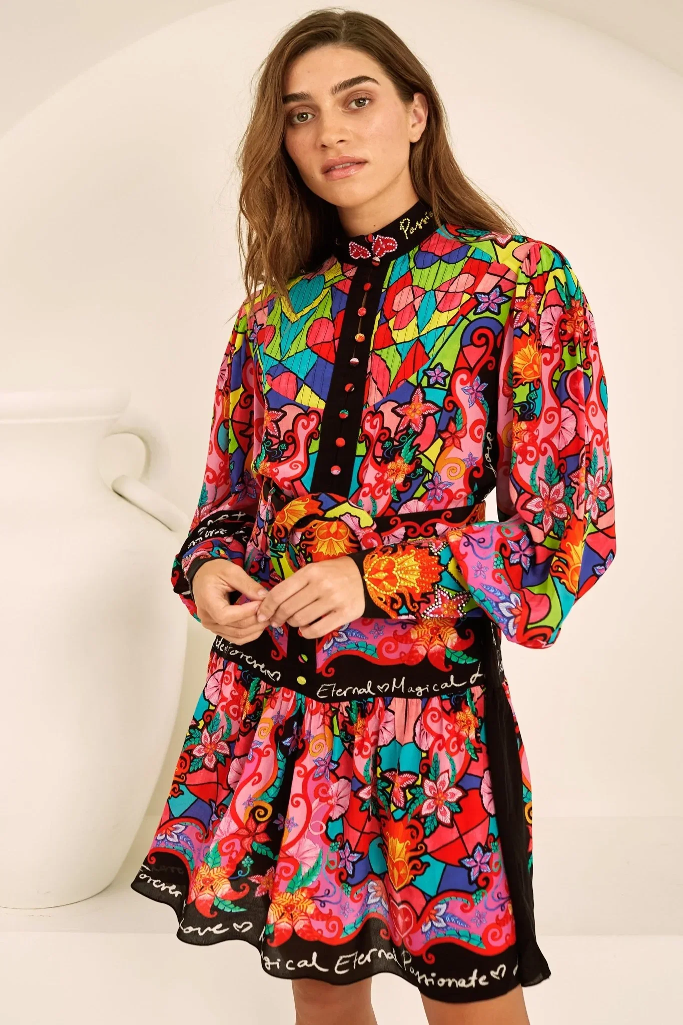 Image of Dreamy Cupid Button Down Short Dress