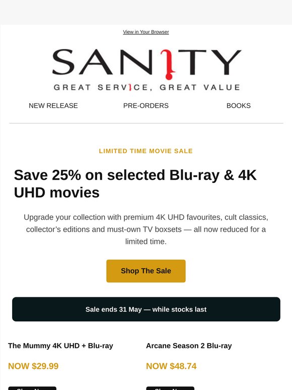 25% Off Premium Blu-ray & 4K UHD Titles