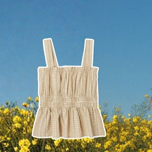 Trägertop mit Vichykaros - Beige kariert